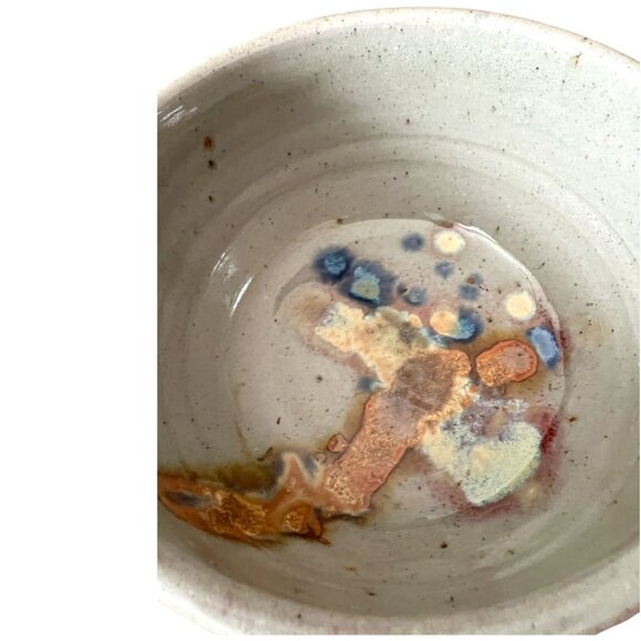 Handmade Pottery Bowl – Studio Stoneware Multicolor Drip Glaze Stunning! 5" dia - Picture 7 of 9